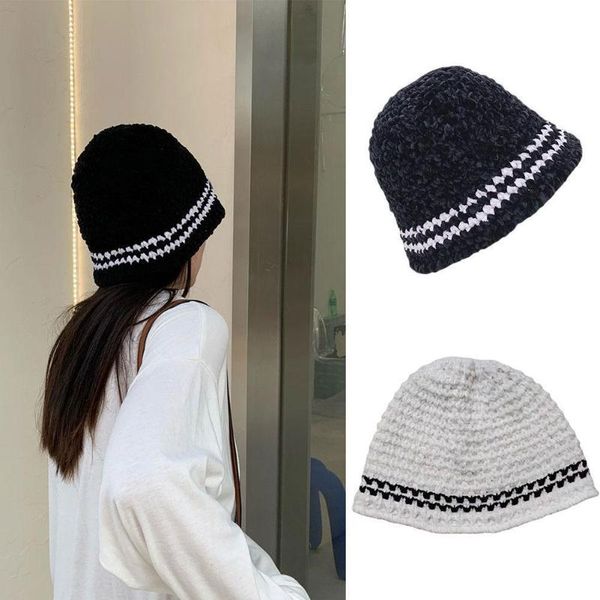 

wide brim hats chenille basin hat fisherman autumn winter women's fashion retro knitted wool bucket for women 2021, Blue;gray