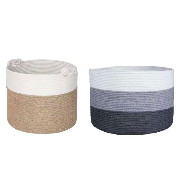 

laundry storage & organization large woven basket bags with handles cotton rope bins for clothes toys home bathroom