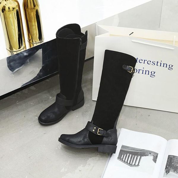 

boots plus size -3 women woman winter shoes botas belt buckle side zip quilt, Black