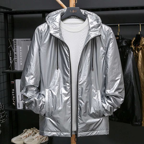 

autumn and winter solid color bright face hooded korean jacket fashion men's youth trend casual cotton padded menwinter, Black;brown