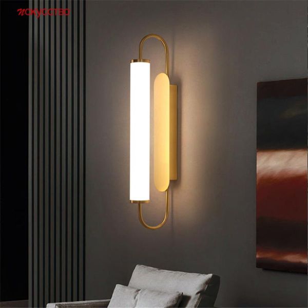

american vintage long tube glass gold metal led wall lamp for dining room corridor loft aisle industrial decor lighting fixtures