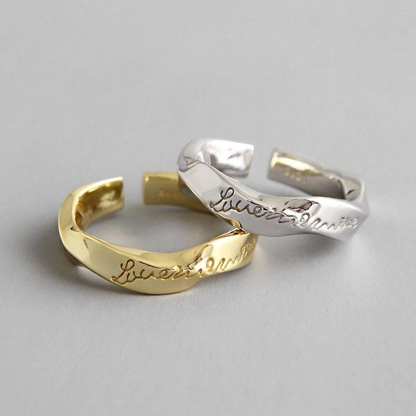 

wedding rings wyjzy mobius ring design sterling silver ladies engagement engraved with the letters love me more women's surprise gift, Slivery;golden