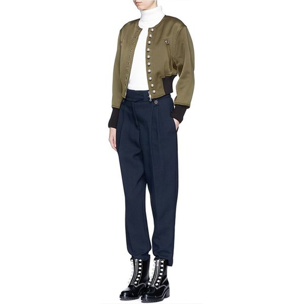 

punk style jacket female eyelet pearl long sleeve coat women casual clothes big size 2020 autumn fashion, Black;brown