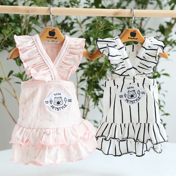 

ysgj 2021 new cross collar vertical stripe skirt hanfeng cat drs pet dog drs