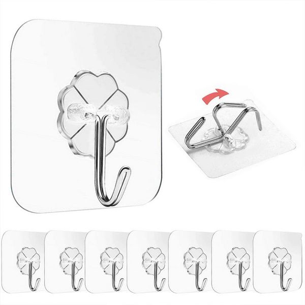 

hooks & rails 5/10 pcs transparent strong self adhesive door wall hangers suction heavy load rack cup sucker for kitchen bathroom