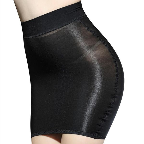 

women 70d oil shiny skirt gloosy ol mini skirt sheer tight pencil cute skirt see through micro mini erotic wear women, Black