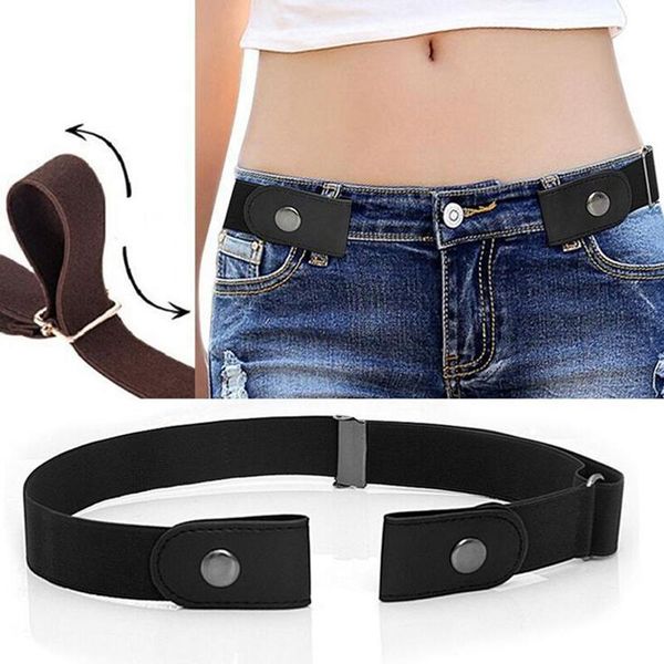 

belts for women buckle-waist jeans pants no buckle stretch elastic belt men invisible drop, Black;brown