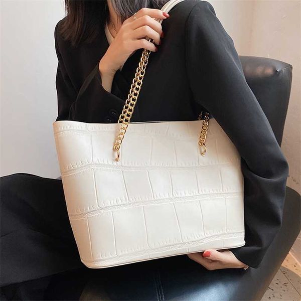 

stone pattern pu leather luxury high capacity tote handbag for women hit trends brand designer travel shoulder shopping bag 211023