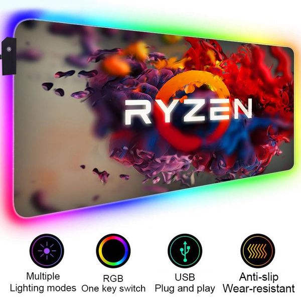 

mouse pads & wrist rests ryzen pad rgb mat desk led gaming mousepad computer backlit large keyboard