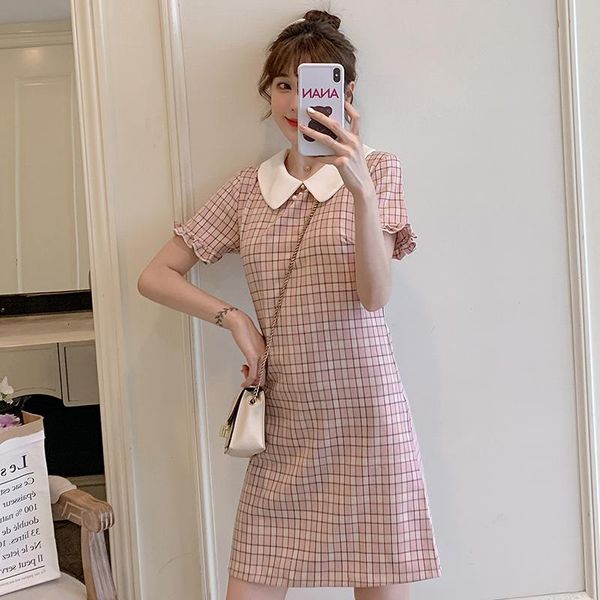 

ethnic clothing real spot check dress 2021 summer sweet french short retro chinese style improved cheongsam, Red