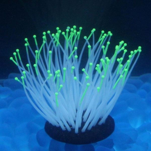 

decorations artificial silicone fish tank glowing decor effect plant sea anemone for decoration aquarium ornament..