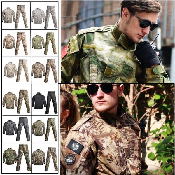 

uniform set combat uniform army tactical hunting multicam woodland atacs camouflage shirts + pants, Camo