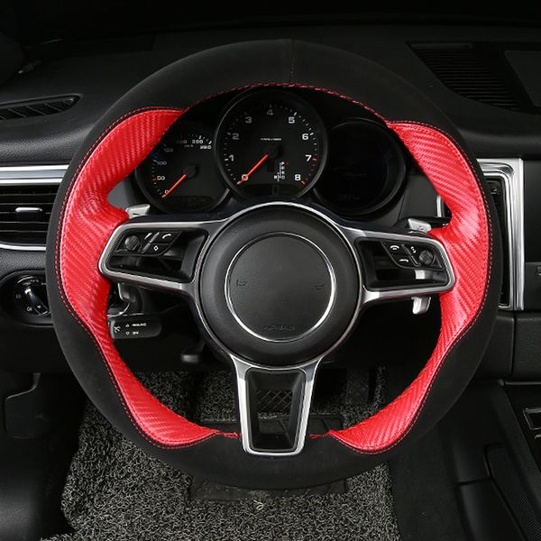 Diy Cabeça de couro personalizado Capa de volante costura para Porsche New Macan Panamera Cayenne Sports Roda de carro