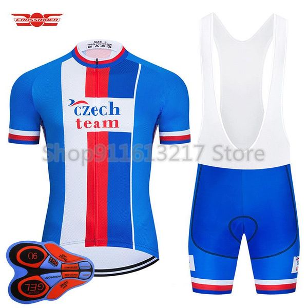 

2021 team czech cycling pro jersey set mtb uniform bike clothing quick dry bicycle clothes men's bib short maillot culotte suit, Black;blue