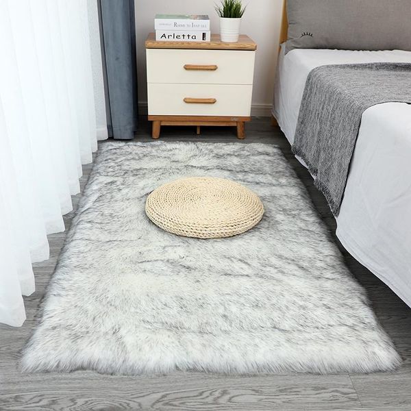 

carpets nordic imitation wool carpet plush bedroom rug soft and comfortable living room children's crawling mat bay window pad