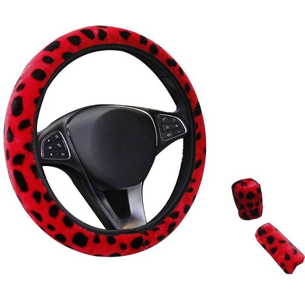 

steering wheel covers x7ae 3pcs/set fashion leopard printed cover hand brake gear protective cap for car auto accessories