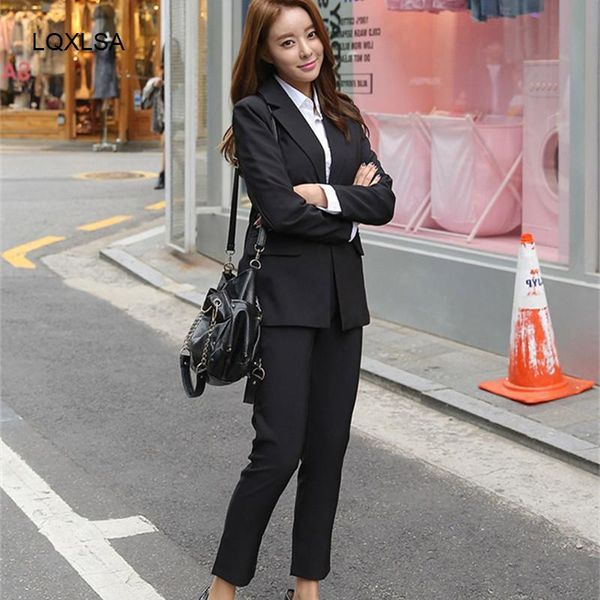 

vintage green women blazer suits long sleeve one button blazer pants suit office ladies 2 piece sets femme 2021, White