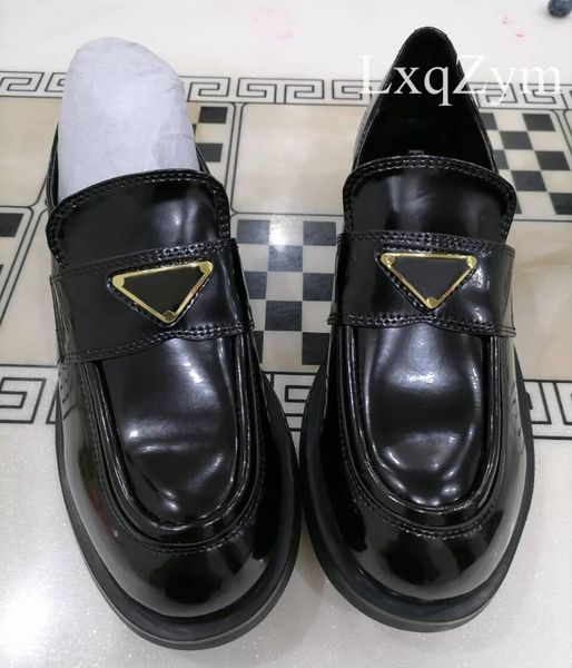 

dress shoes metallic decorative round toe square heel brand women's black simple classic comfortable loafers slip on leather pumps