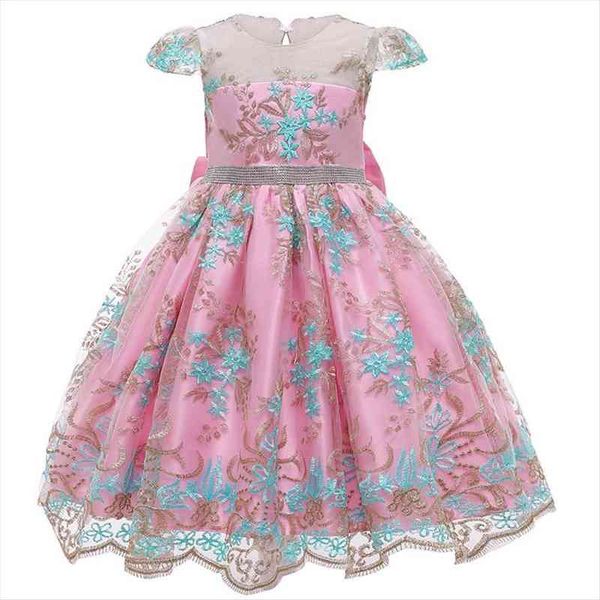 

girl clothes sweet princess with dress flower embroidery lace fancy party show evening, Red;yellow