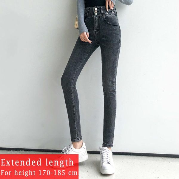 

women's jeans high waist women 2021 spring summer extended 170 tall long pencil pants 175 skinny blue denim 110cm