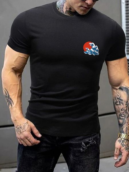 

men wave print tee b4x4#, White;black