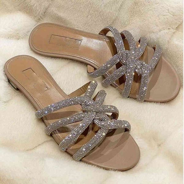 

70% off wholesale flip-flops summer bling sandals women flip flops rhinestone flat slippers shoes female round toe luxury sandalias mujer, Black