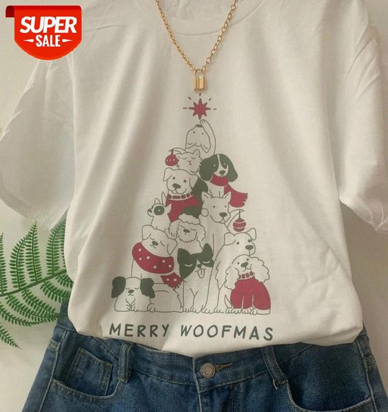 

Sunfiz HJN Merry Woofmas Colored Sweatshirt Funny Tumblr Merry Dog Slogan Graphic Pullover Art Tops #gX1G, White