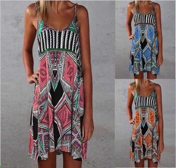 

women's bohemian geometric print beach dress with hanging skirt, Black;gray