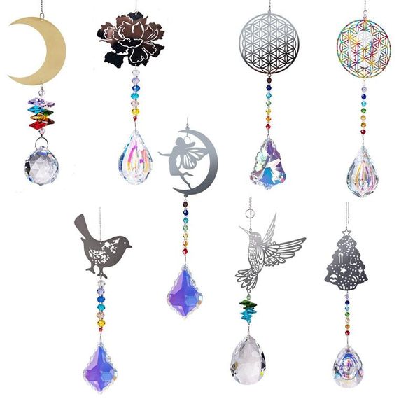 

decorative objects & figurines angel fairy moon crystal hanging ornaments color bead curtain glass hang decoration for home car decor