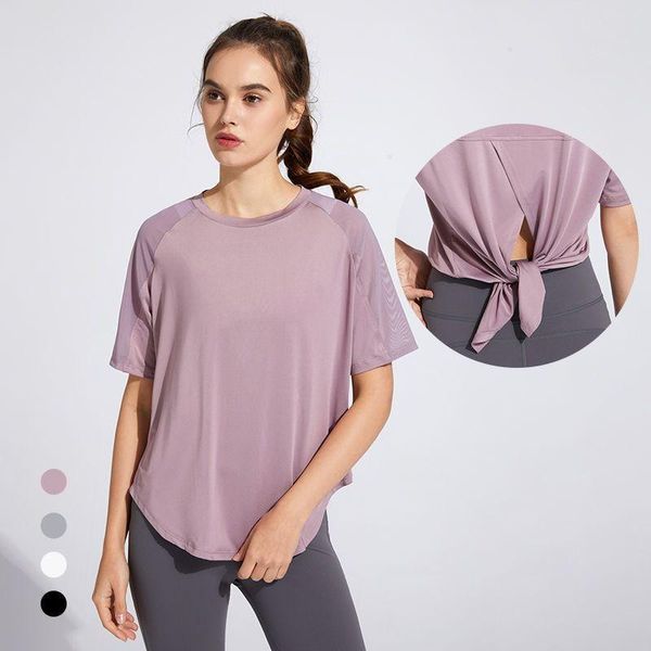 

yoga outfit t-shirts for fitness women sports loose casual short-sleeved running training blouse summer thin slim wear gym clothes