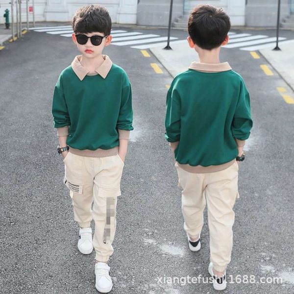 

two boys' piece suit and set autumn new children's sportswear in spring 2020, White
