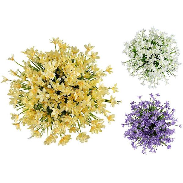 

8 bundles artificial daffodils flowers, uv resistant no fade plastic