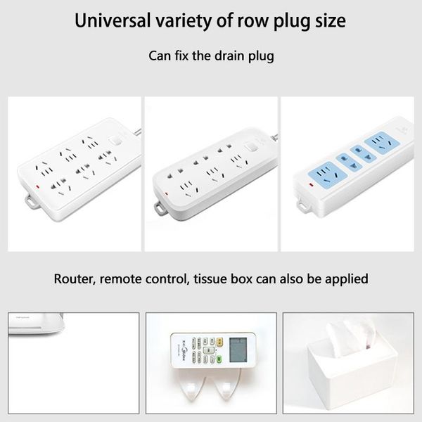 

hooks & rails seamless punch wall fixer power strip holders plug sticker holder storage sockets shelf stand with 2
