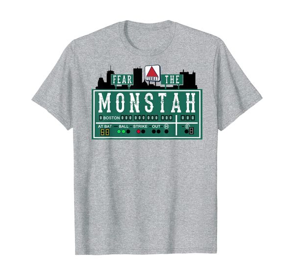 

fan of fenway boston baseball monster fear the monstah t-shirt, White;black