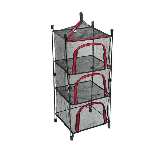 

fishing accessories outdoor folding drying net four-layer storage basket camping fish rack hanging