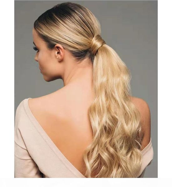 

human hair ponytail wrap around body wavy, Black