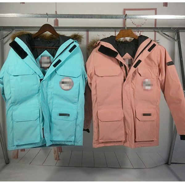 

08 men's and women's joint warm thickened work clothes parker down jacket big one coat, Black