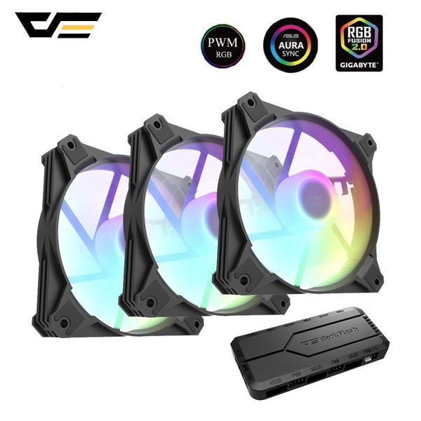 

fans & coolings darkflash cx6 pwm rgb fan 120mm aura sync cooling 4pin+3pin pc case controller adjust lights speed