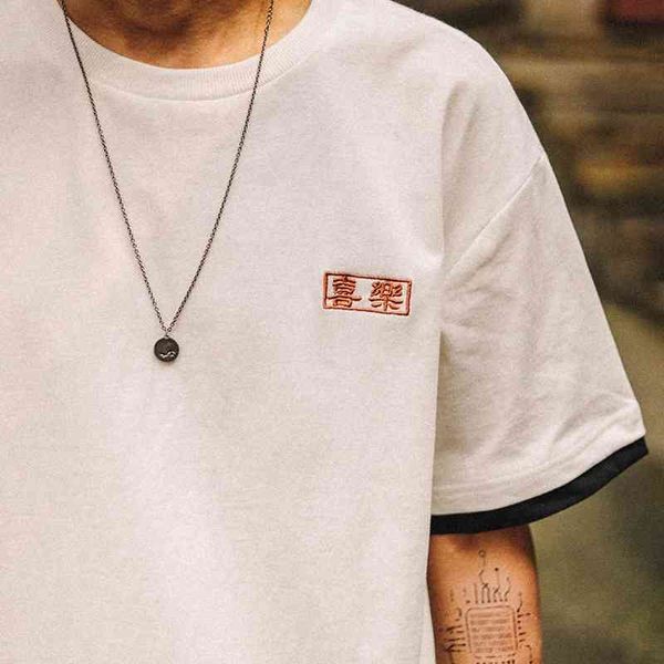 

rabbit xiansen 2021 new short sleeve t-shirt men's trend loose round neck embroidery men's half sleeve simple and handsome top, White;black