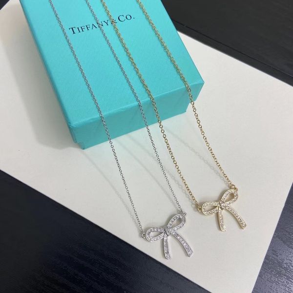 

dijia / fashion bow necklace women's short clavicle chain, Silver