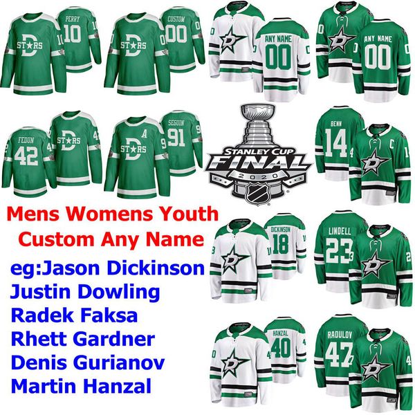 

2020 dallas stars stanley cup final hockey jerseys john klingberg denis gurianov joe pavelski joel hanley miro heiskanen men custom stitched, Black;red