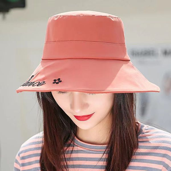 

fisherman's summer sunscreen bucket sunshade female embroidered breathable beach sun basin hat, Blue;gray