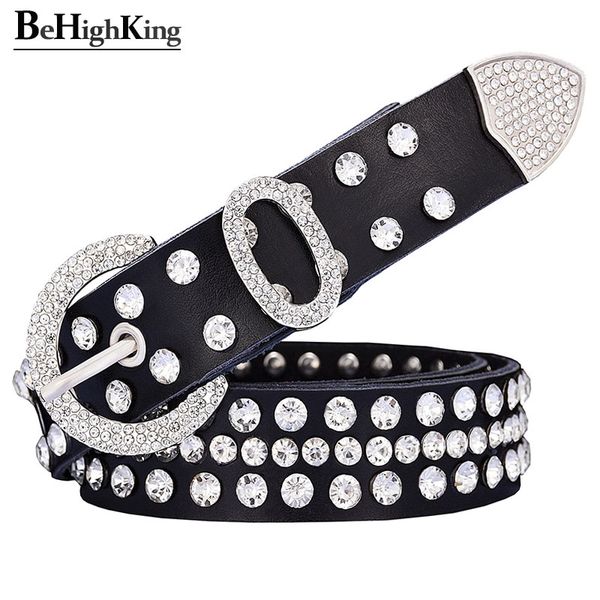 

designer belts 2023 fashion genuine leather rhinestone belts for women luxury shining silver ring buckle belt female jeans strap width 2.8