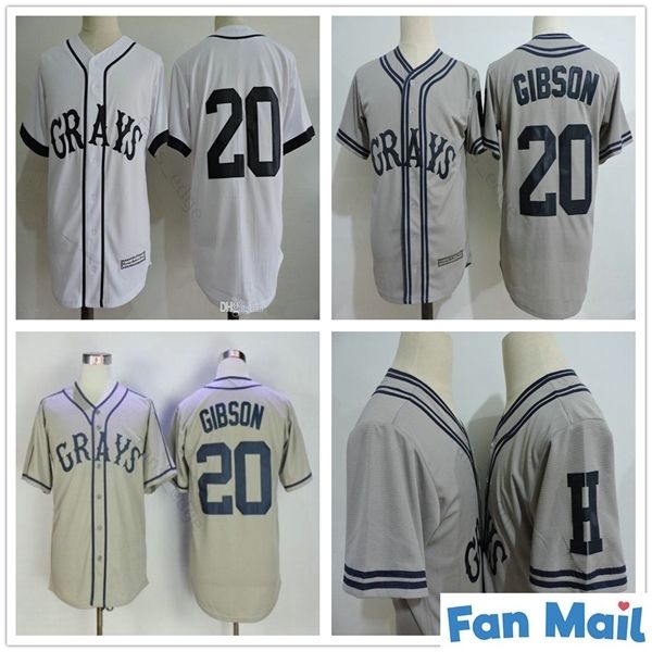 

the movie usa negro leagues nlbm homestead grays #20 josh gibson jersey stitched grays film white grey mens baseball jerseys s-xxxl, Blue;black