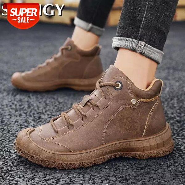 

new autumn men shoes flock lace-up sewing solid color warm men's shoes mountaineering sports classic males ankle boots #057o
