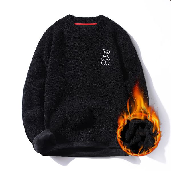 

men's sweaters pullovers men's sweater black knitted letter thick neck man's warm casual pull homme big clothes 3xl y91u, White;black
