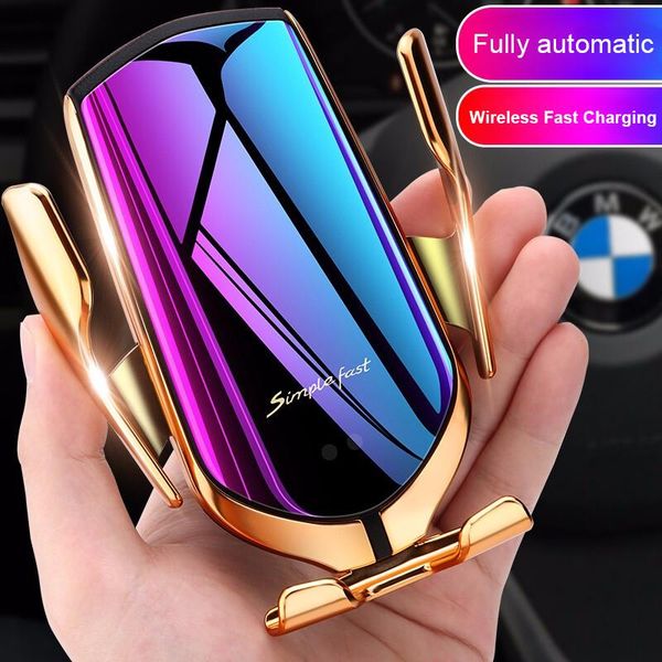 

cell phone mounts & holders 10w fast qi quick wireless automatic clamping car charger mount infrared sensor charging air vent mobile holder