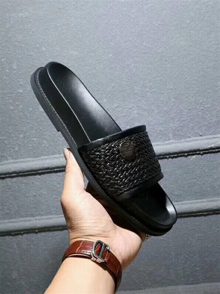 

compare with similar items luxury mens womens summer sandals beach slide luxury slippers ladies designer shoes print leather flowers, Black
