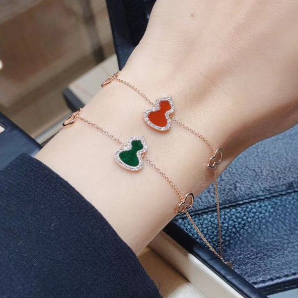 

bangles bracelet 925 sterling silver kirin gourd plated with 18k gold white fritillaria red chalcedony fulu colored jewelry, Black