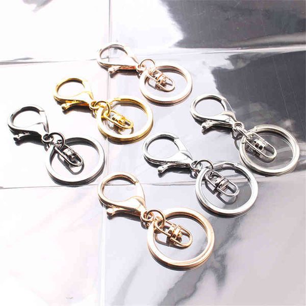 

keychains a batch of 10 classic plated key rings, long style, popular lobster clasp, hook, chain, ring jewelry manufacturing, Silver